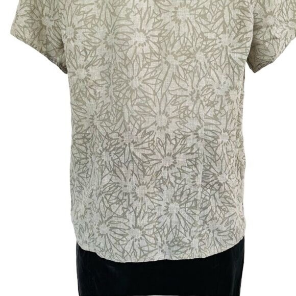 Woolrich Floral Linen Button Down Blouse Shirt Size M - Picture 10 of 12
